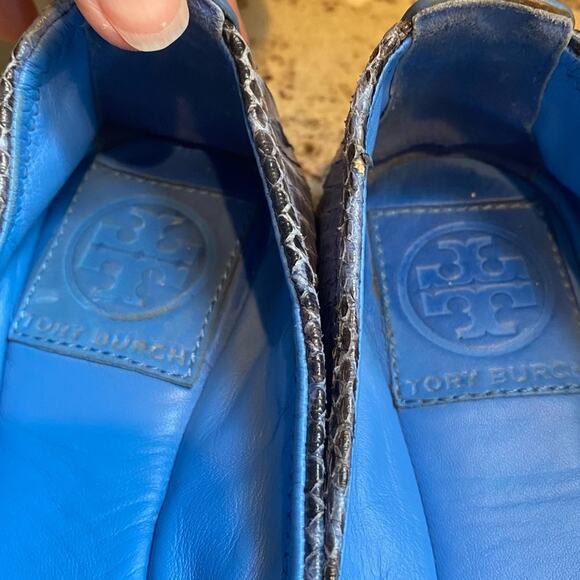 TORY BURCH Eddie Watersnake Light Blue Snake Ballet Flats Size sz 5.5 M - Picture 8 of 13